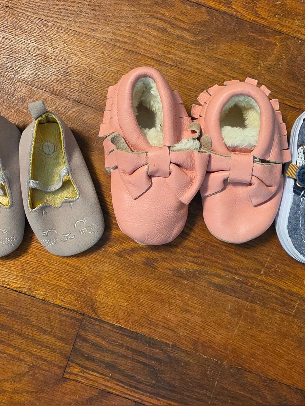 Kids Pink Leather Fringe Moccasins - Soft Slip-On Baby Shoes